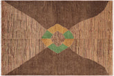 handmade Modern Gabbeh Brown Gold Hand Knotted RECTANGLE 100% WOOL area rug 6' x 9'