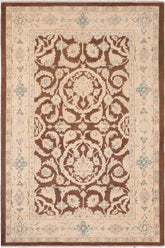 handmade Traditional Kafkaz Brown Tan Hand Knotted RECTANGLE 100% WOOL area rug 6X9