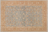 handmade Transitional Kafkaz Blue Brown Hand Knotted RECTANGLE 100% WOOL area rug 9' x 12'