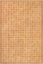 handmade Transitional Kafkaz Orange Beige Hand Knotted RECTANGLE 100% WOOL area rug 9X12