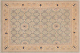 handmade Transitional Kafkaz Green Tan Hand Knotted RECTANGLE 100% WOOL area rug 9' x 12'