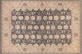 handmade Transitional Lahore Charcoal Pink Hand Knotted RECTANGLE 100% WOOL area rug 9' x 12'