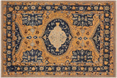 handmade Traditional Kafkaz Orange Blue Hand Knotted RECTANGLE 100% WOOL area rug 9' x 12'