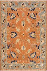 handmade Traditional Kafkaz Orange Blue Hand Knotted RECTANGLE 100% WOOL area rug 9X12