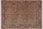 handmade Transitional Imran Brown Green Hand Knotted RECTANGLE 100% WOOL area rug 8x11