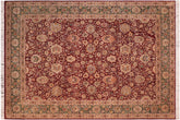 handmade Traditional Lahore Red Green Hand Knotted RECTANGLE 100% WOOL area rug 8x10