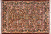handmade Traditional Imran Brown Gold Hand Knotted RECTANGLE 100% WOOL area rug 8x9