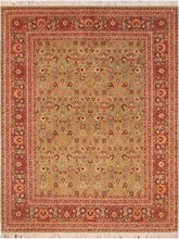 handmade Traditional Regular Green Aubergine Hand Knotted RECTANGLE 100% WOOL area rug 8x10