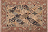 handmade Transitional Kafkaz Blue Brown Hand Knotted RECTANGLE 100% WOOL area rug 6' x 9'