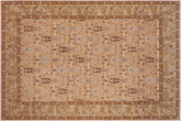 handmade Transitional Kafkaz Tan Brown Hand Knotted RECTANGLE 100% WOOL area rug 6' x 10'