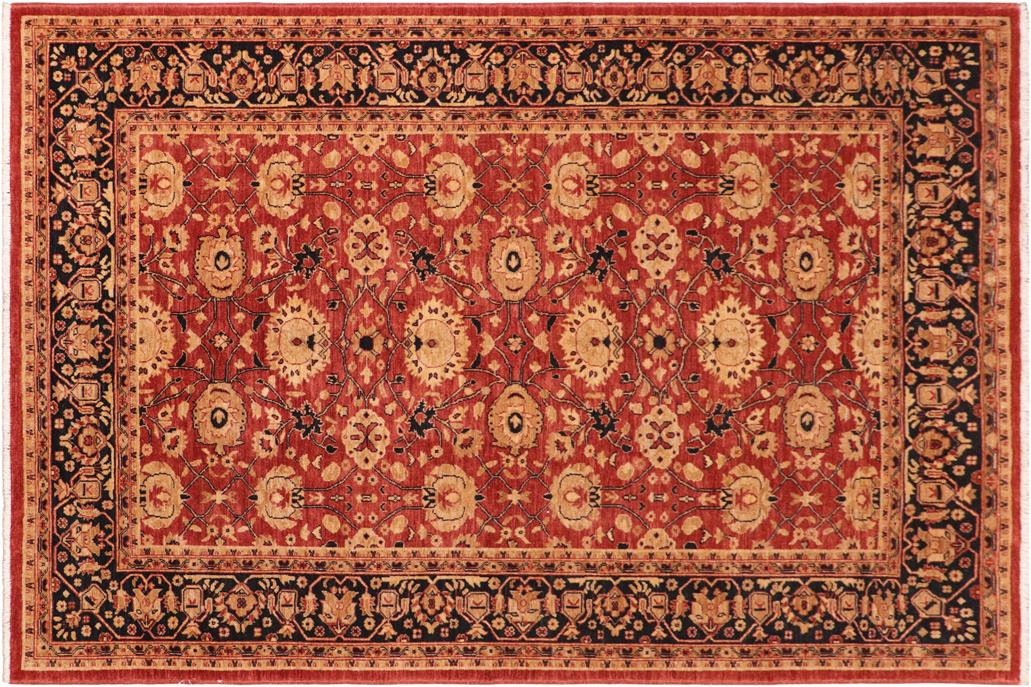 handmade Transitional Kafkaz Rust Blue Hand Knotted RECTANGLE 100% WOOL area rug 6 x 9