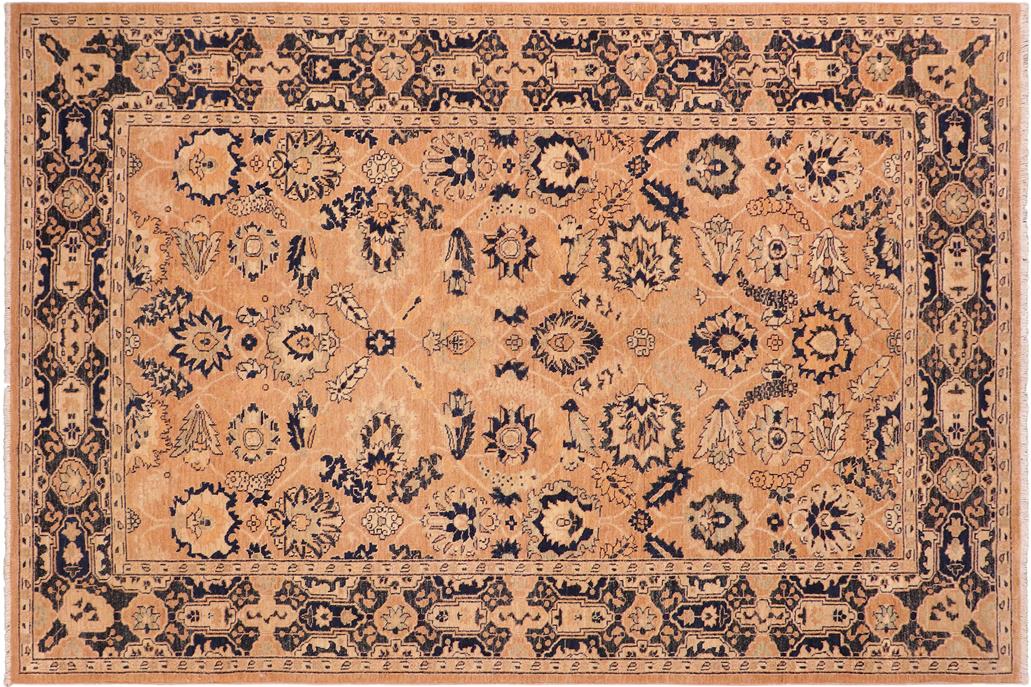 handmade Transitional Kafkaz Rose Blue Hand Knotted RECTANGLE 100% WOOL area rug 6 x 9