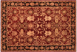 handmade Transitional Kafkaz Red Black Hand Knotted RECTANGLE 100% WOOL area rug 6 x 9