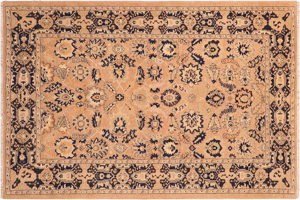 handmade Transitional Kafkaz Rose Blue Hand Knotted RECTANGLE 100% WOOL area rug 6 x 9