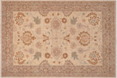 handmade Traditional Kafkaz Ivory Lt. Brown Hand Knotted RECTANGLE 100% WOOL area rug 6x9