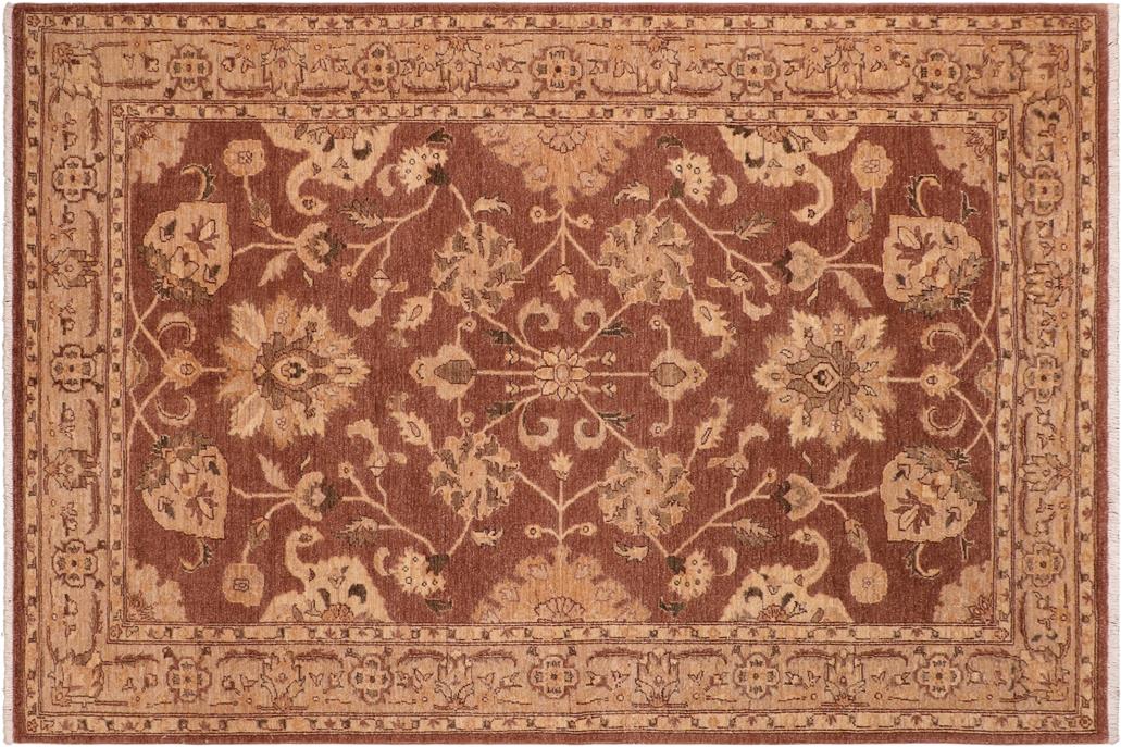 handmade Transitional Lahore Brown Tan Hand Knotted RECTANGLE 100% WOOL area rug 6 x 9