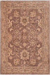 handmade Traditional Lahore Brown Tan Hand Knotted RECTANGLE 100% WOOL area rug 6X9