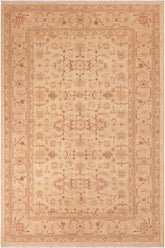 handmade Transitional Kafkaz Beige Tan Hand Knotted RECTANGLE 100% WOOL area rug 6X9