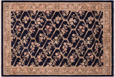 handmade Transitional Kafkaz Blue Tan Hand Knotted RECTANGLE 100% WOOL area rug 6' x 9'