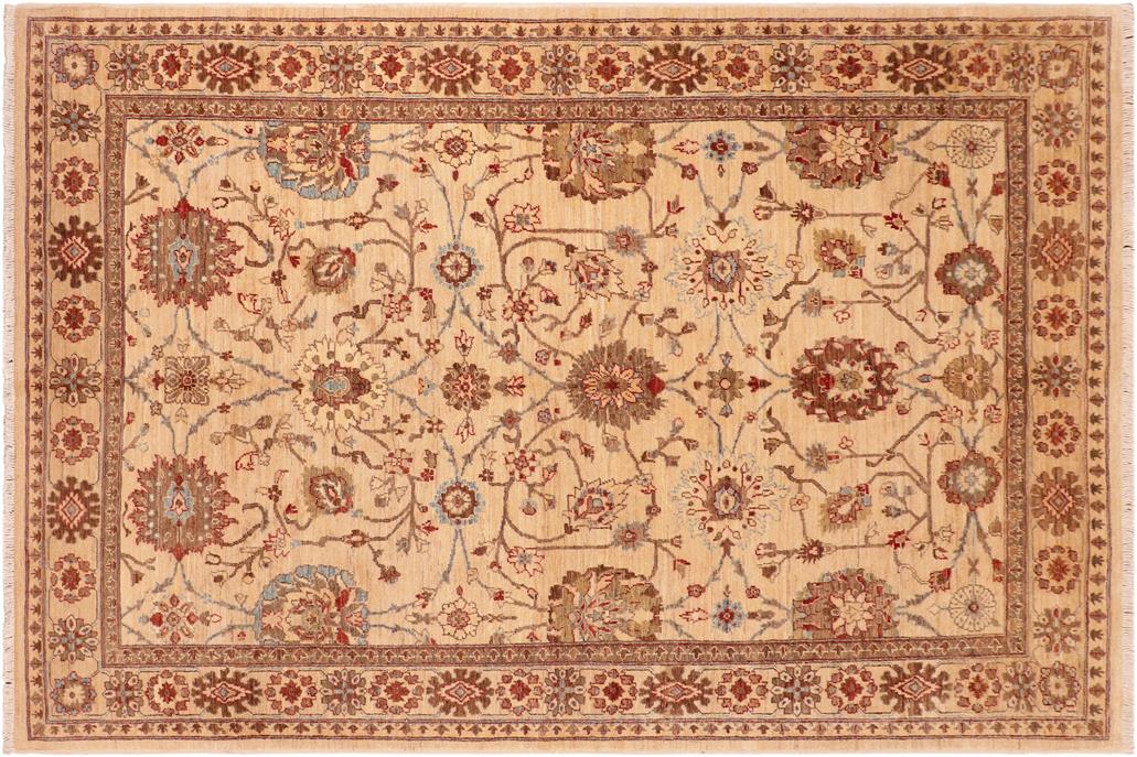handmade Transitional Lahore Beige Brown Hand Knotted RECTANGLE 100% WOOL area rug 6 x 9