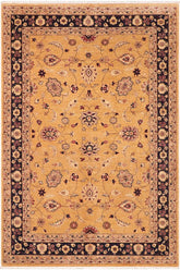 handmade Traditional Kafkaz Gold Blue Hand Knotted RECTANGLE 100% WOOL area rug 6X9