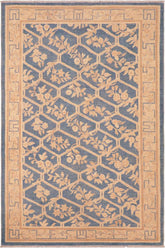 handmade Transitional Kafkaz Blue Tan Hand Knotted RECTANGLE 100% WOOL area rug 6X9