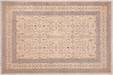 handmade Transitional Kafkaz Tan Blue Hand Knotted RECTANGLE 100% WOOL area rug 6' x 9'