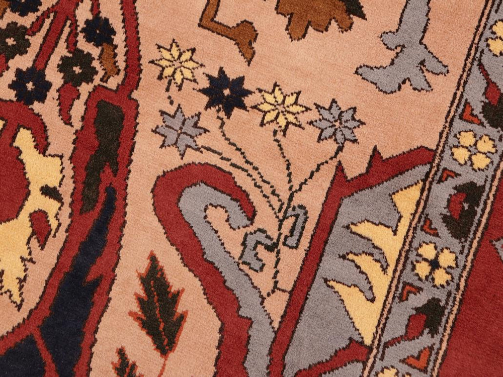 handmade Geometric Kargahi Tan Rust Hand Knotted RECTANGLE 100% WOOL area rug 6x9