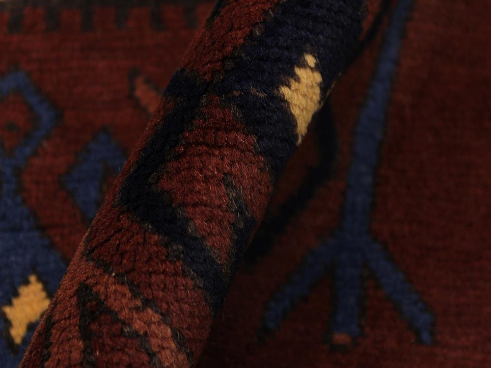 handmade Geometric Kargahi Blue Gold Hand Knotted RECTANGLE 100% WOOL area rug 6x10