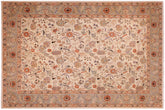 handmade Traditional Lahore Ivory Lt. Green Hand Knotted RECTANGLE 100% WOOL area rug 9' x 12'