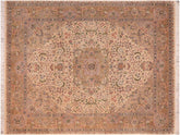 handmade Traditional Gulshan Beige Gold Hand Knotted RECTANGLE 100% WOOL area rug 8x10