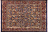 handmade Transitional Mujahid Blue Red Hand Knotted RECTANGLE 100% WOOL area rug 8x10