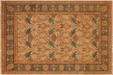handmade Transitional Antique Tan Drk.green Hand Knotted RECTANGLE 100% WOOL area rug 7' x 10'