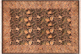 handmade Transitional Dafodils Black Taupe Hand Knotted RECTANGLE 100% WOOL area rug 6x9