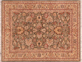 handmade Traditional Mahal Green Taupe Hand Knotted RECTANGLE 100% WOOL area rug 6x9