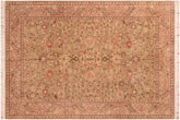 handmade Traditional Kashan Green Taupe Hand Knotted RECTANGLE 100% WOOL area rug 6x9