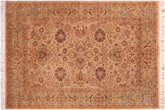 handmade Traditional Mehal Taupe Green Hand Knotted RECTANGLE 100% WOOL area rug 6x9