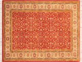 handmade Traditional Lahore Red Beige Hand Knotted RECTANGLE 100% WOOL area rug 6x9