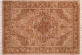 handmade Traditional Farhad Taupe Green Hand Knotted RECTANGLE 100% WOOL area rug 6x9