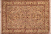 handmade Traditional Agra Taupe Green Hand Knotted RECTANGLE 100% WOOL area rug 6x9
