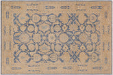 handmade Transitional Kafkaz Blue Beige Hand Knotted RECTANGLE 100% WOOL area rug 9' x 12'
