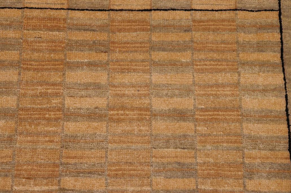 handmade Modern Gabbeh Green Tan Hand Knotted RECTANGLE 100% WOOL area rug 9 X12