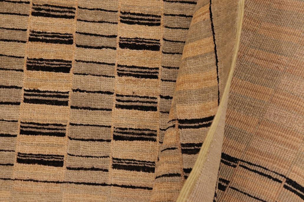 handmade Modern Gabbeh Green Tan Hand Knotted RECTANGLE 100% WOOL area rug 9 X12