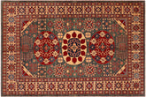 handmade Geometric Super Kazak Green Beige Hand Knotted RECTANGLE 100% WOOL area rug 7' x 10'