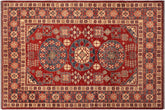 handmade Geometric Super Kazak Red Blue Hand Knotted RECTANGLE 100% WOOL area rug 5' x 6'