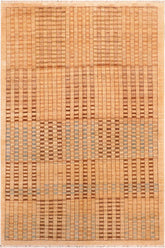 handmade Modern Kafkaz Tan Brown Hand Knotted RECTANGLE 100% WOOL area rug 6 X9