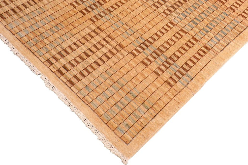 handmade Modern Kafkaz Tan Brown Hand Knotted RECTANGLE 100% WOOL area rug 6 X9