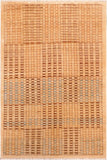 handmade Modern Kafkaz Tan Brown Hand Knotted RECTANGLE 100% WOOL area rug 6 X9