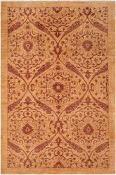handmade Transitional Kafkaz Gold Brown Hand Knotted RECTANGLE 100% WOOL area rug 6X9