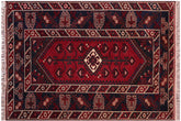 handmade Traditional Antique Sherwan Red Navy Hand Knotted RECTANGLE 100% WOOL area rug 4x7